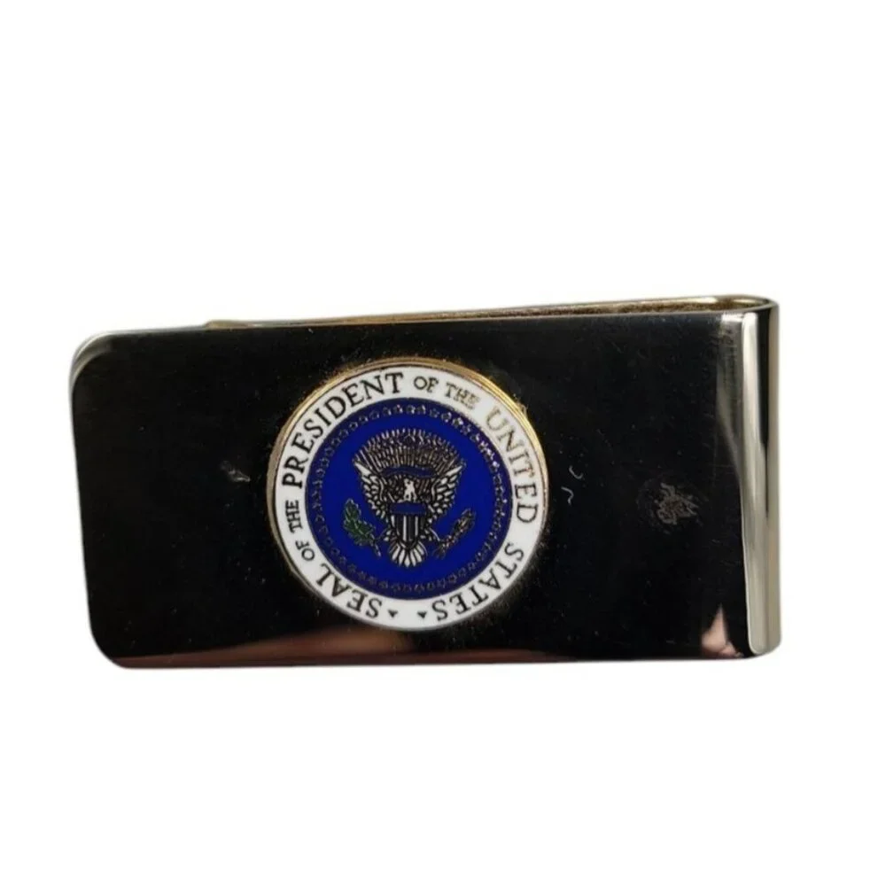 Presidential Seal Money Clip United States Blue White Eagle Shield Gold Tone